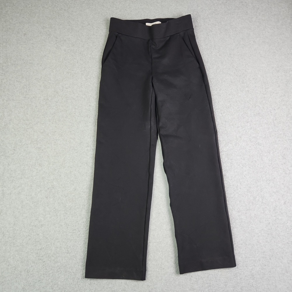 LOFT Pants Womens XSP Black Rayon High Rise Stretch Career Straight Leg Pull On